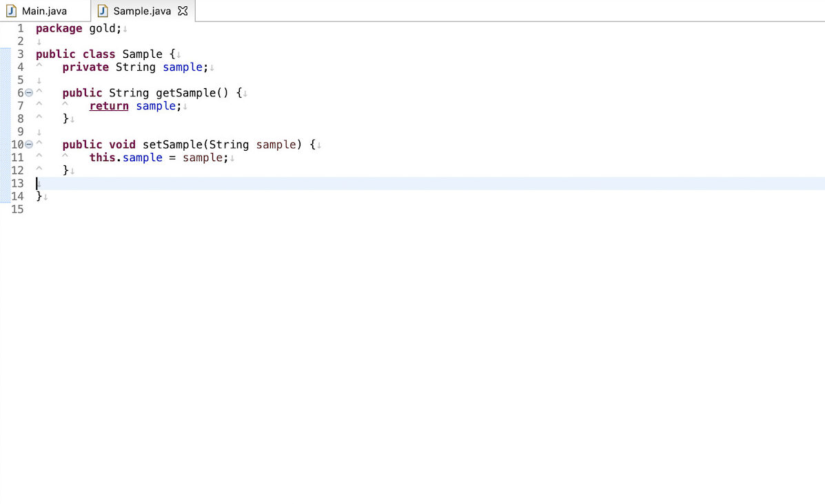 javaのgetterとsetterを自動生成する方法3